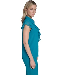 Calvin Klein Women's Cap-Sleeve Ruffle Front Top