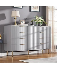 gaomon Drawer Dresser for Bedroom, Fluted Dresser with Large Drawers and Sturdy Gold Legs Support
