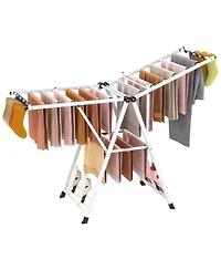 Ecooso 64" Clothes Drying Rack with Height-Adjustable Wings, Folding Laundry Rack