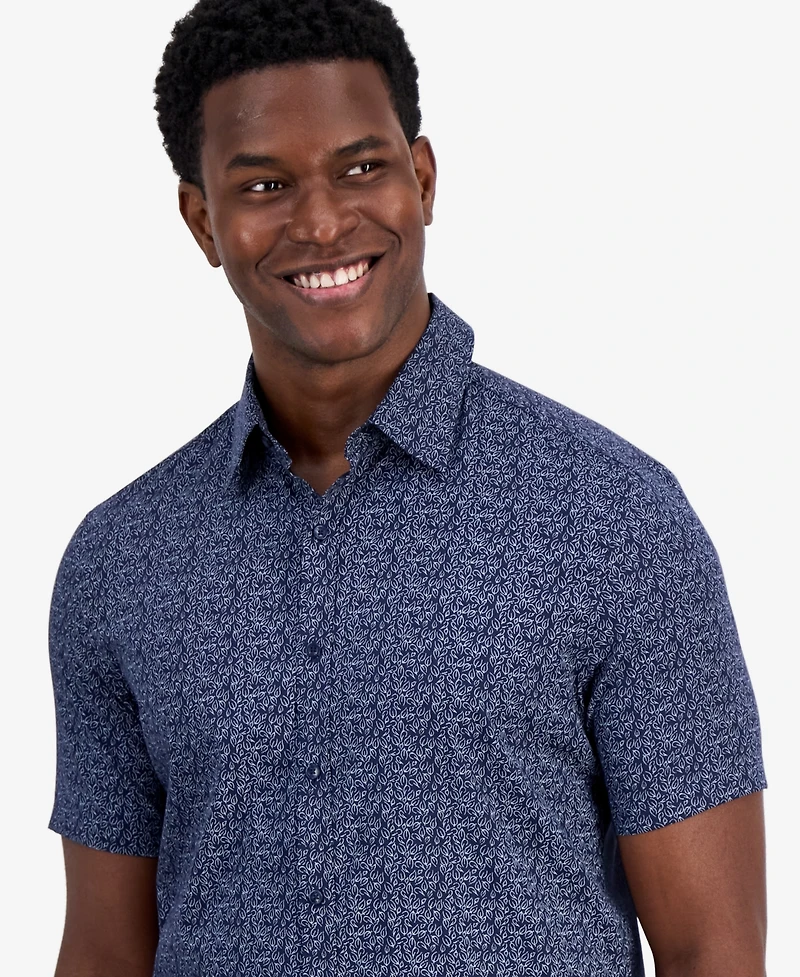 Michael Kors Men's Short-Sleeve Perfect Leaf Button-Up Shirt