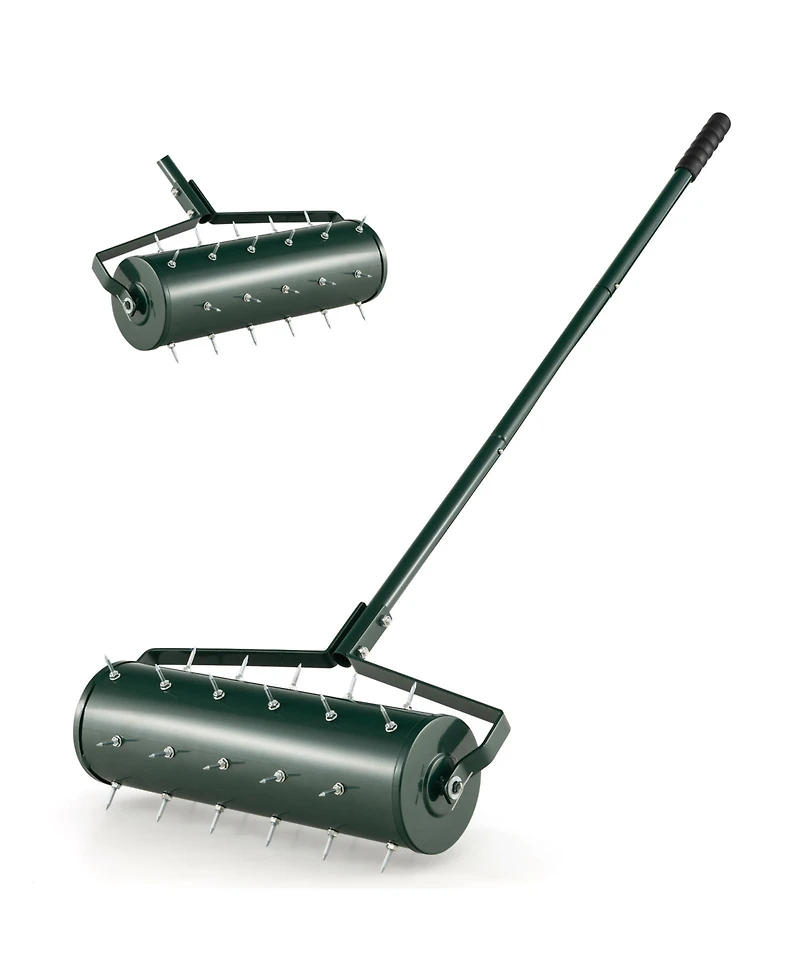 Sugift 21 Inch Manual Lawn Aerator with Detachable Handle Filled with Sand or Stone