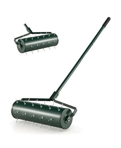 Sugift 21 Inch Manual Lawn Aerator with Detachable Handle Filled with Sand or Stone