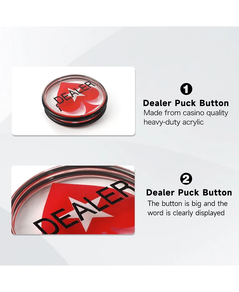 Gse Games & Sports Expert 1-Pack 3" Double-Sided Casino Grade Clear Acrylic Poker Dealer Puck Button for Gambling Card Games