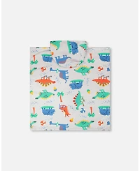 Deux par Deux Boy Hooded Beach Towel Grey Baby Dinosaur Print - Toddler|Child