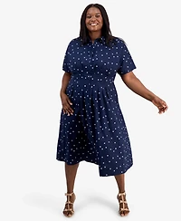 On 34th Trendy Plus Size Marjorie Pleated-Waist Shirtdress, Macy's Exclusive