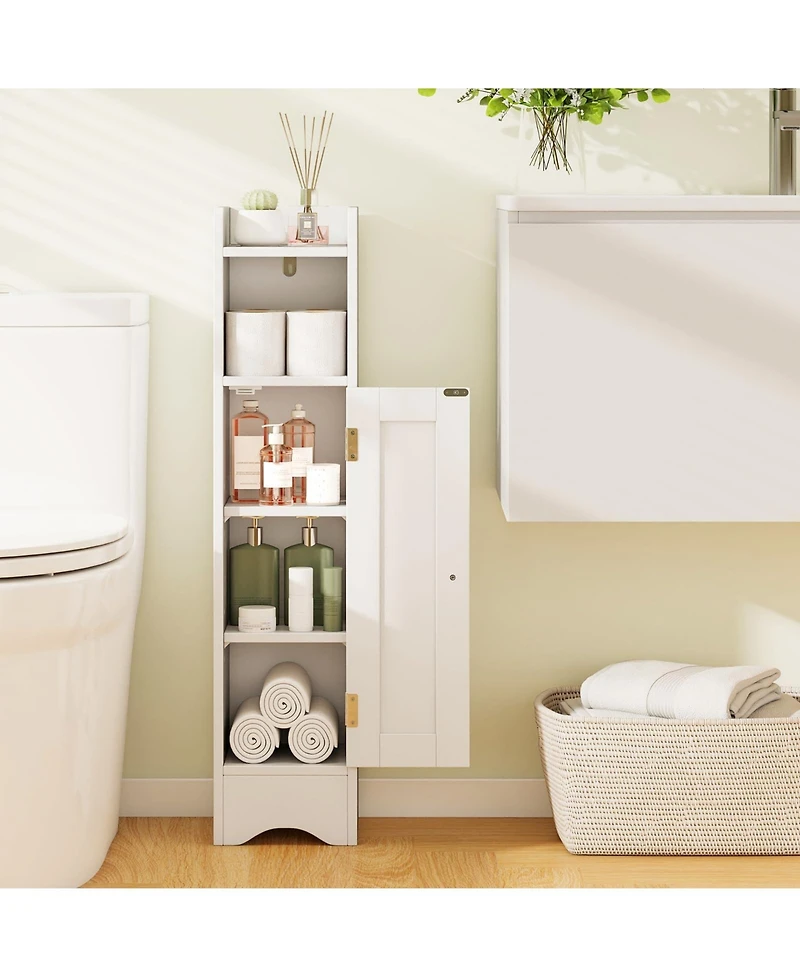 Volenca Slim Bathroom Corner Storage Cabinet with 1 Door and Adjustable Shelves
