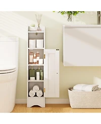Volenca Slim Bathroom Corner Storage Cabinet with 1 Door and Adjustable Shelves