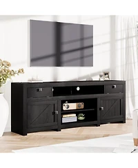 gaomon Farmhouse Wooden Tv Cabinet for 65 in TVs, 25 in Tall Entertainment Center with 2 Drawers, 2 Cabinets, and 2 Open Storage Spaces