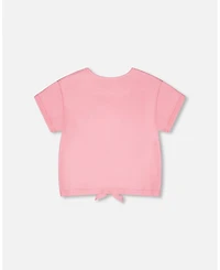 Deux par Toddler Girls ganic Cotton Jersey T-Shirt with Tie at Waist Pink