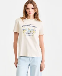 Guess Women's Cotton Flower's Box Crewneck T-Shirt