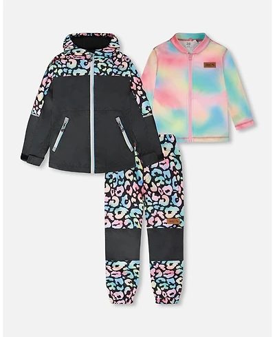 Deux par Girl 3-in-1 Two-Piece Mid-Season Outerwear Set Animal Print - Inner Jacket Toddler|Child