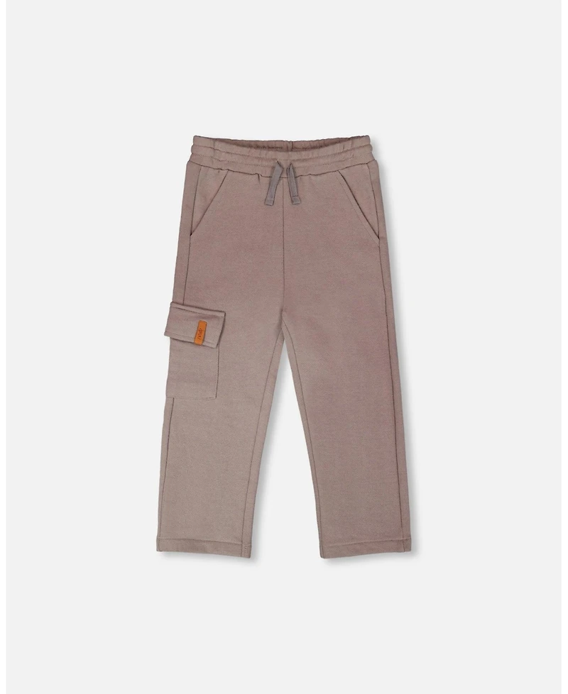 Deux par Deux Toddler Boys French Terry Sweatpants with Cargo Pocket Taupe