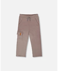 Deux par Deux Toddler Boys French Terry Sweatpants with Cargo Pocket Taupe