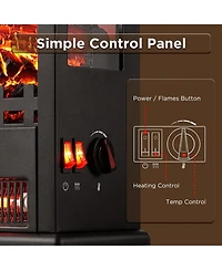 gaomon Electric Fireplace Stove with 17" Size, 1500W Power & 3 Sided Teal Checkerboard Flame View