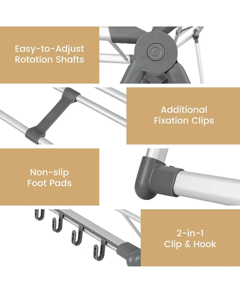 Ecooso 2-Layer Folding Clothes Drying Rack with 5-Level Adjustable Height