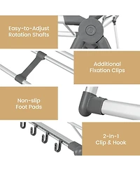 Ecooso 2-Layer Folding Clothes Drying Rack with 5-Level Adjustable Height