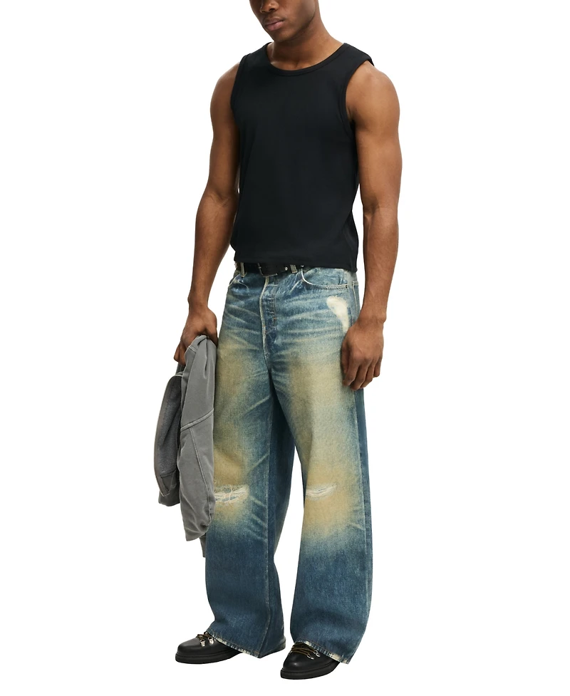 Cotton On Men's Sleeveless Ribbed Tank Undershirt