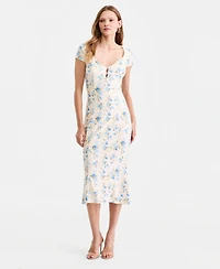 Guess Women's Teodolin Floral Sweetheart Midi Dress