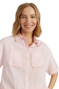 Chinti & Parker Women's Sienna Linen-Blend Scallop Edge Shirt