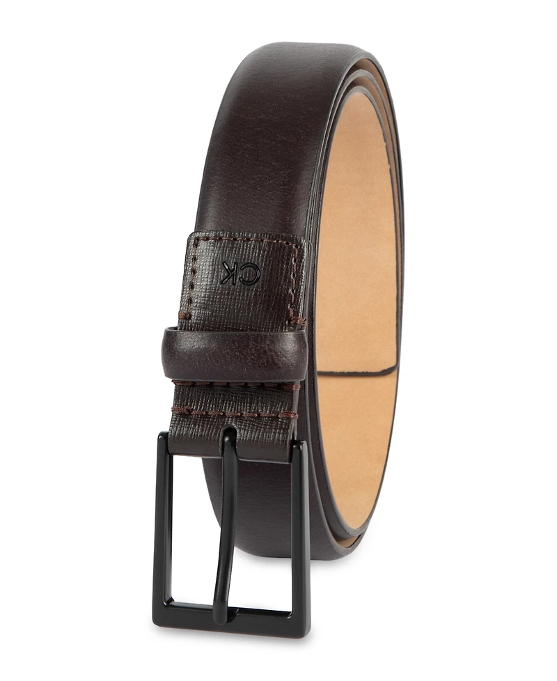 Calvin Klein Men's Smooth and Saffiano Leather Dress Belt