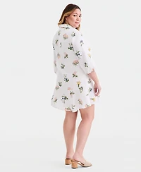 Charter Club Plus Collared Flounce Dress, Macy's Exclusive