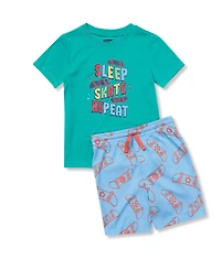Lands' End Big Boys Short Sleeve Tee and Shorts Pajama Set