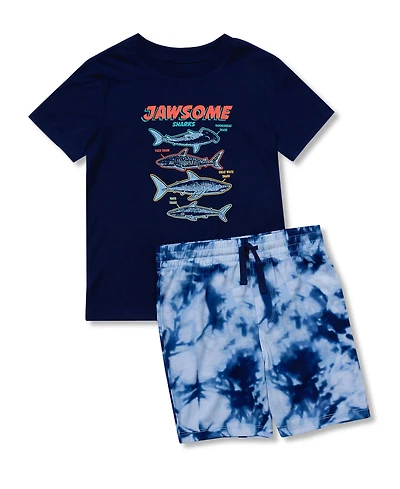 Lands' End Big Boys Short Sleeve Tee and Shorts Pajama Set