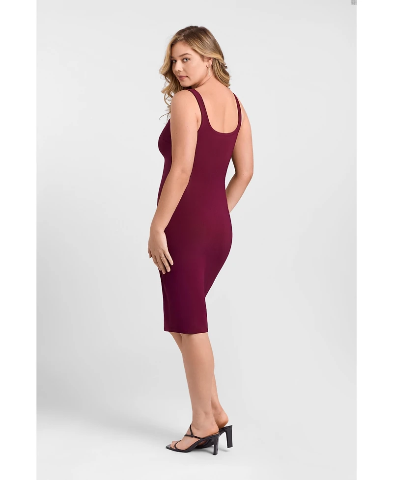 S3 Apparel Women's Sculpting Shapewear Square Neck Tank Midi Dress