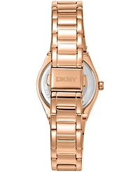 Dkny Women's Silver Dial Crystal Dial Markers Crystal Bezel Rose-Gold Tone Stainless Steel Bracelet Watch, 30mm
