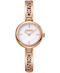 Dkny Women's White Dial Rose-Gold Tone Stainless Steel Crystal Accented Jewelry Bracelet Watch, 26mm