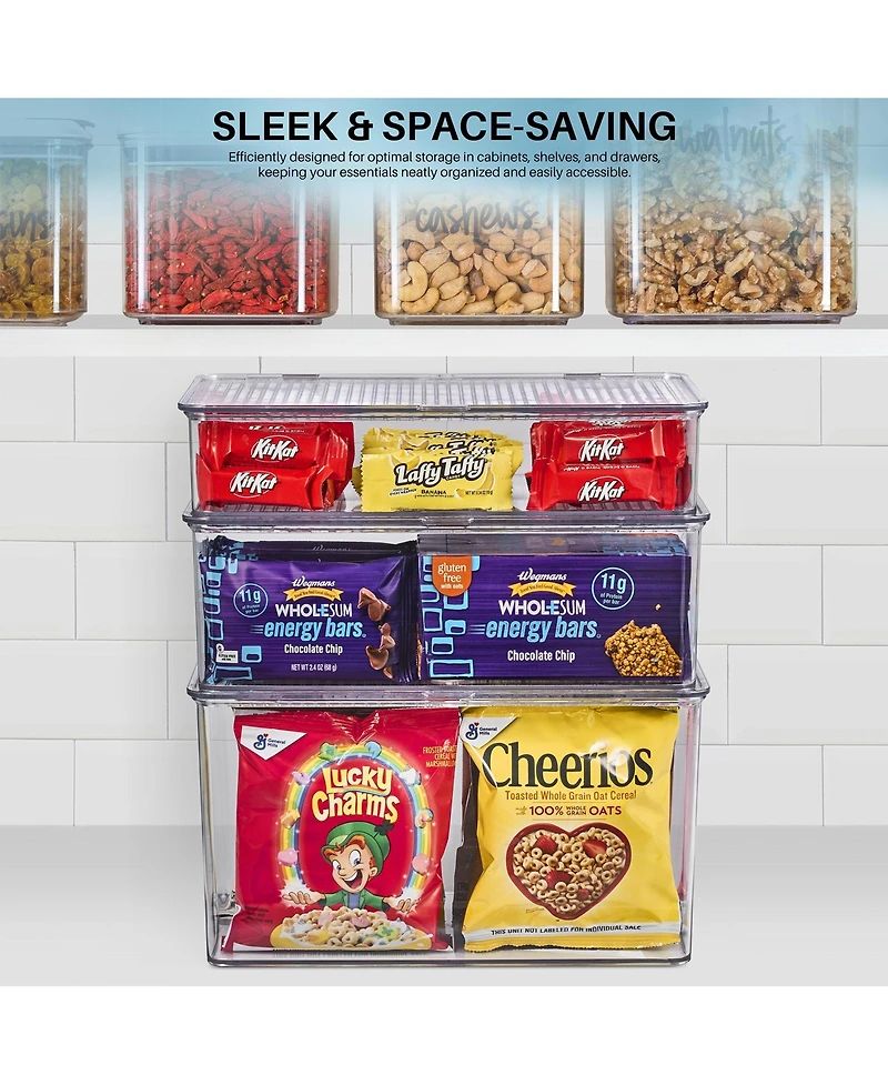 Sorbus Storage Bins For Pantry & Fridge With Hinged Lids (3 Piece Variety)