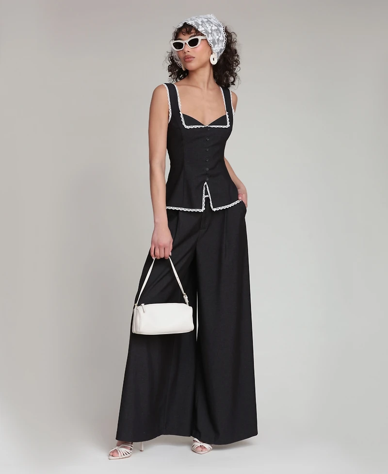 Avec Les Filles Women's Portrait Sweetheart Neck Adjustable Top