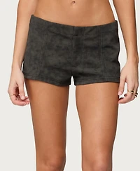 Edikted Women's Taia Distressed Faux Leather Micro Shorts