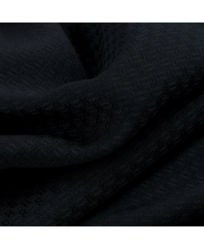 Olivia Gray 100% Polyester 250 Gsm Basket Weave Ian Luxury Jacquard Blackout Grommet Curtain Panel Black