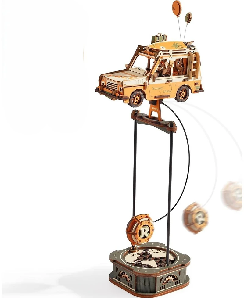 Robotime Pendulum Balance Toy, 3D Wooden Puzzles for Adults, Retro Road Tripper Car, Diy Craft Wood Puzzle Kit, Unique Gift for Men Women Festival