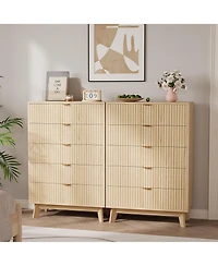 gaomon 5 Drawer Dressers, Modern Fluted Closet Dressers Chest of Drawers, Wood Storage Dresser Chest of Drawers for Bedroom Living Room Hallway