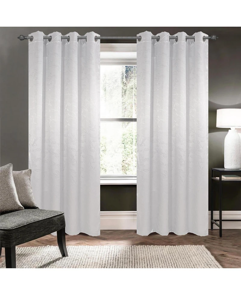 Olivia Gray 100% Polyester 200 Gsm Arlo Embossed Blackout Grommet Curtain