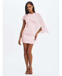Miss Circle Women's Umeko Tulip Pink Asymmetrical Cape Mini Dress