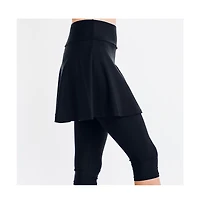 Calypsa Women's Flared Swim Skort With Capri Leggings