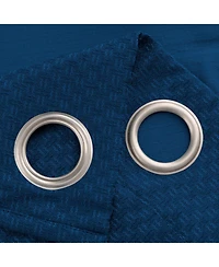 Olivia Gray 100% Polyester 250 Gsm Basket Weave Ian Luxury Jacquard Blackout Grommet Curtain Panel.