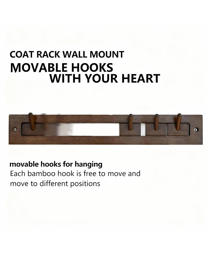 Yigii Wall-Mounted Coat Rack with 4 Hooks, High-Load Capacity, Adjustable Storage