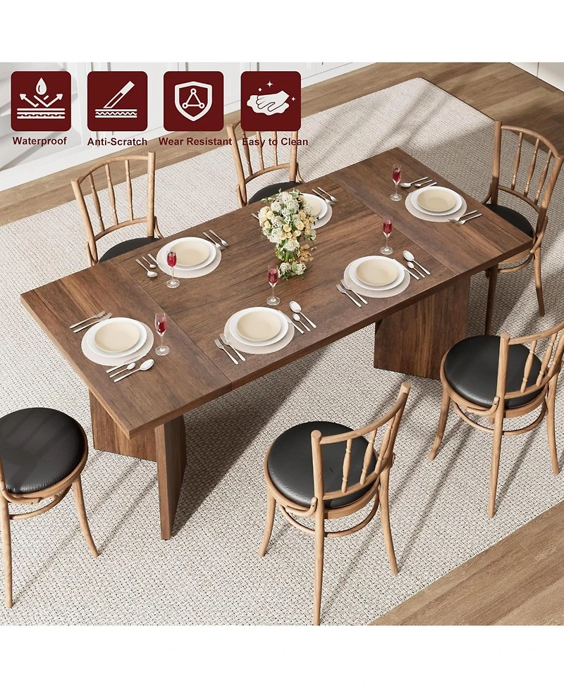 gaomon Senfot 71" Rectangular Dining Table for 6, Rustic Farmhouse Tall Kitchen Table with Large Tabletop, Long Wooden Dining Room Table