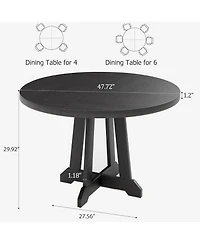 gaomon Round Dining Table for 4 to 6 People, 47" Table, Wooden Kitchen with Sturty Legs, Room Room, Ki