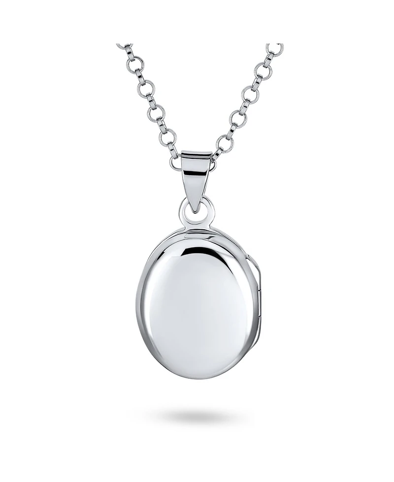 Bling Jewelry Danity .925 Silver Oval Shape Photo Lockets Pendant Necklace