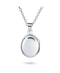 Bling Jewelry Danity .925 Silver Oval Shape Photo Lockets Pendant Necklace