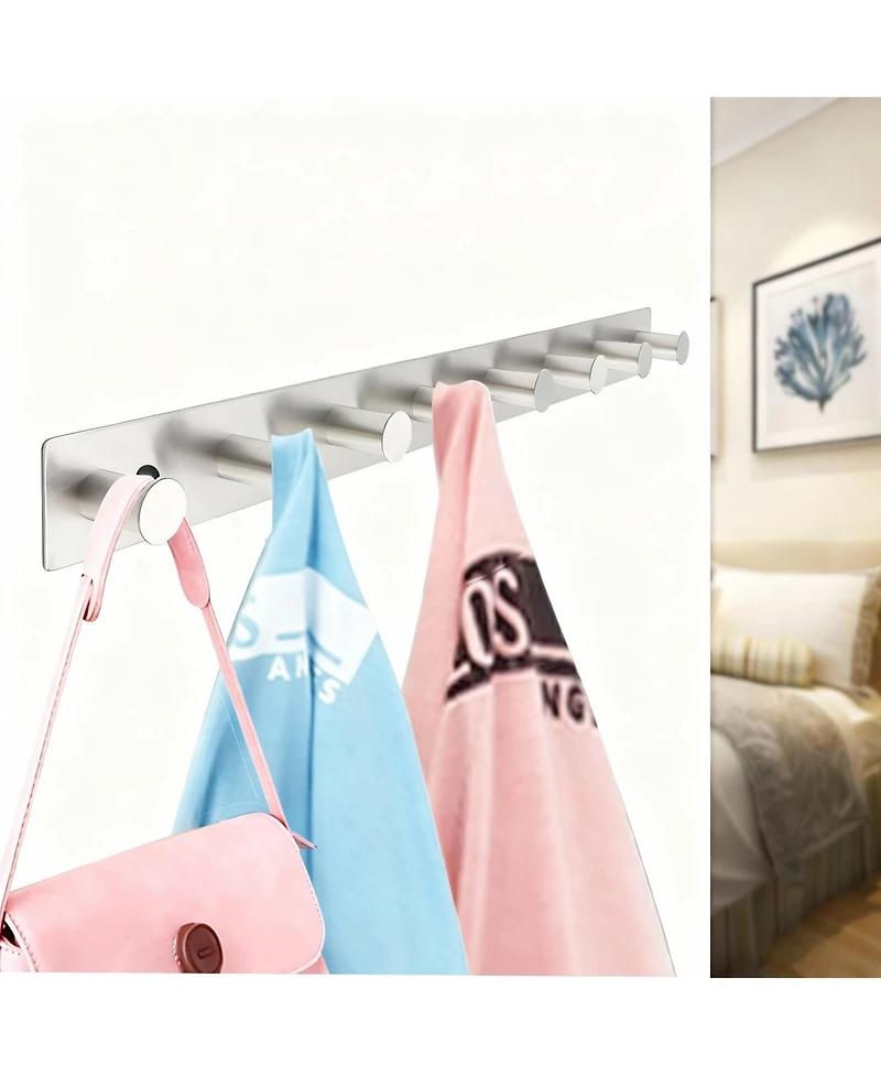 Yigii Stainless Steel Wall Coat Rack with 8 Hooks for Hats, Clothes, Towels