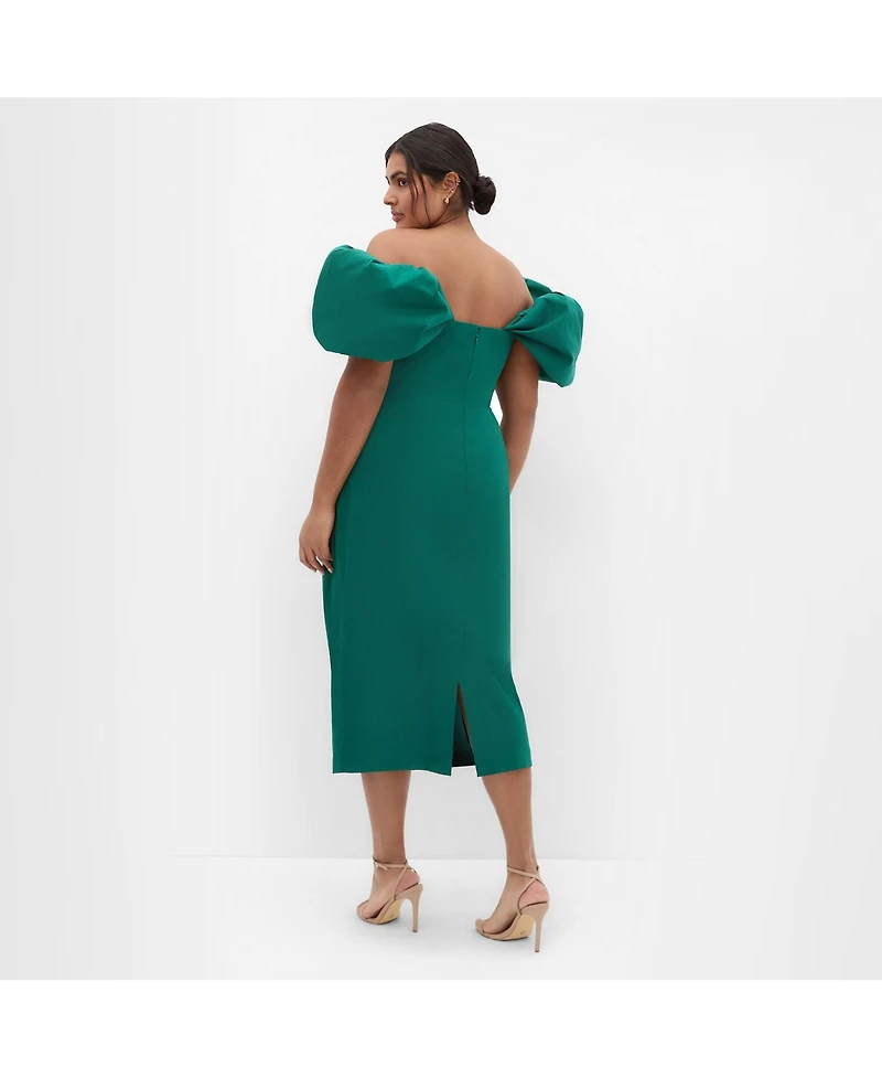 City Chic Women's Elyse Off Shoulder Midi Dress