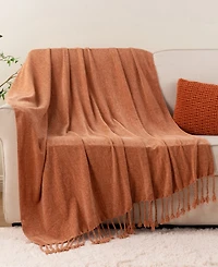 Battilo Lifestyle Chenille Throw with Fringe Tassels, 50" x 60"
