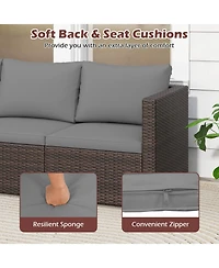 Gymax 3PCS Patio Sectional Sofa Set w/Right Arm & Left Soft Cushions