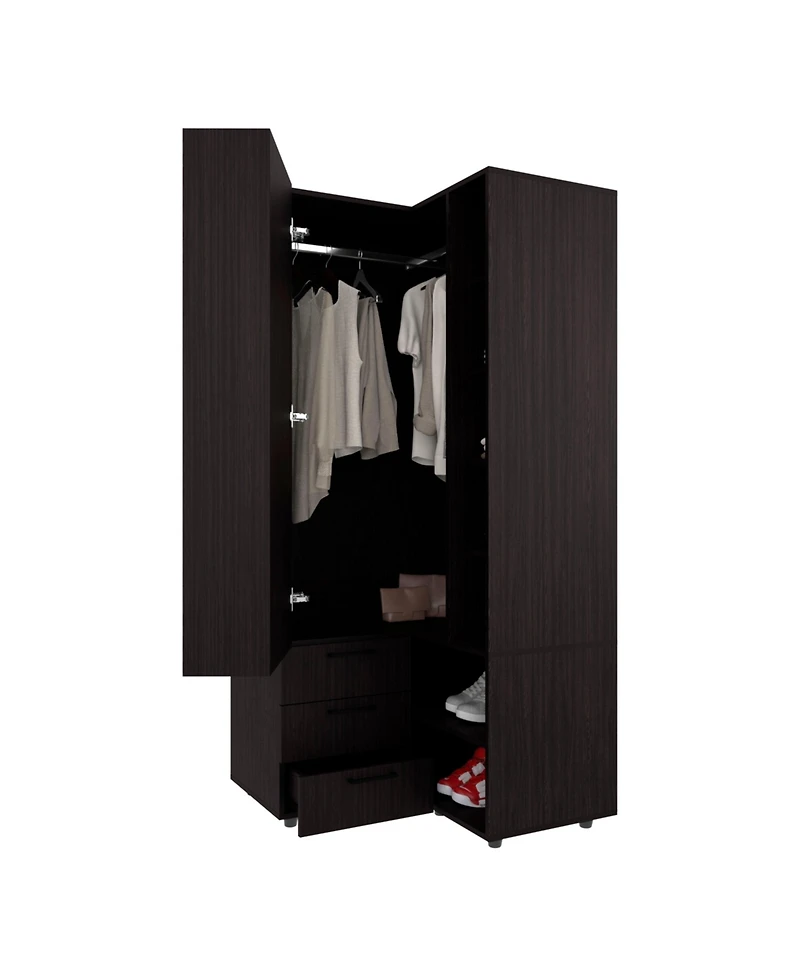Fm Furniture Thatcher Armoire- wardrobe, shoe storage, Open Storage and 2 - drawer